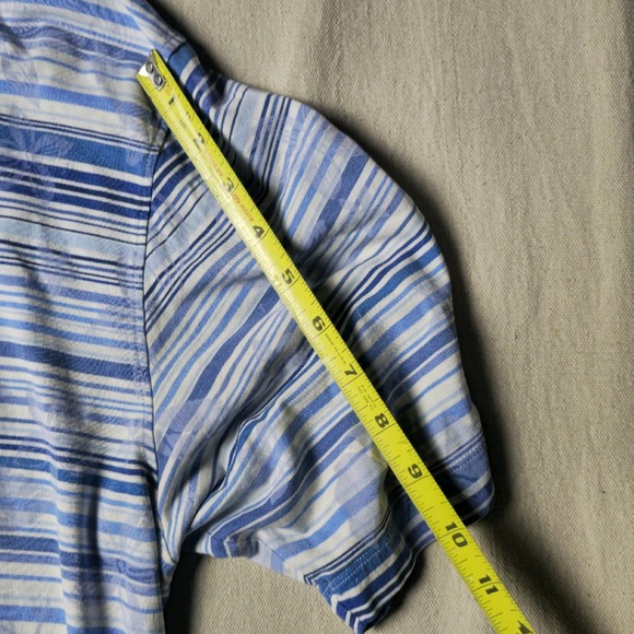 Tommy Bahama Blue White Striped Golf Short Sleeve Casual Polo Men's Size XLarge - Picture 8 of 16